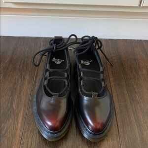 Dr. Martens Elphie II Cherry Red Arcadia Lace-Up Leather Ballet Flats